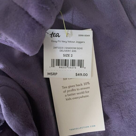 NWT Tea Collection Girl Very Velour Easy Fit Joggers 2T - Picture 4 of 5